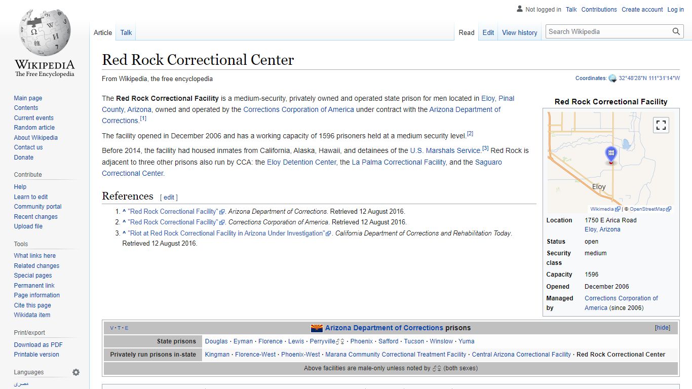 Red Rock Correctional Center - Wikipedia